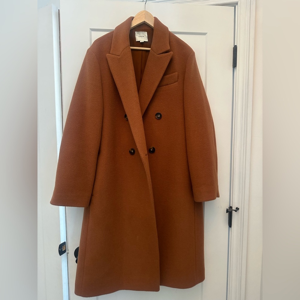 Vince Double-Breasted Rust Coat
